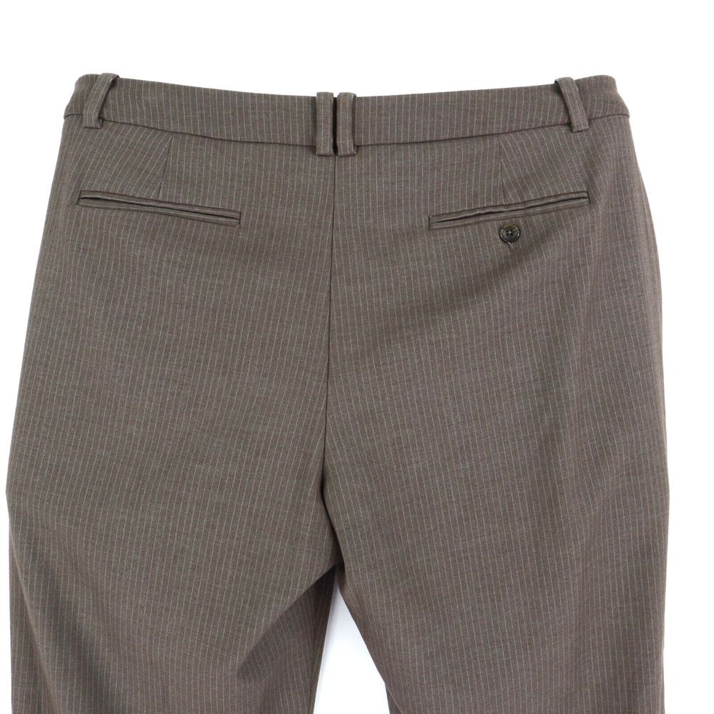 Merona Dress Pants Stretch Womens 16‎ Brown Striped Pockets Wide Leg Flat Front - Picture 3 of 6